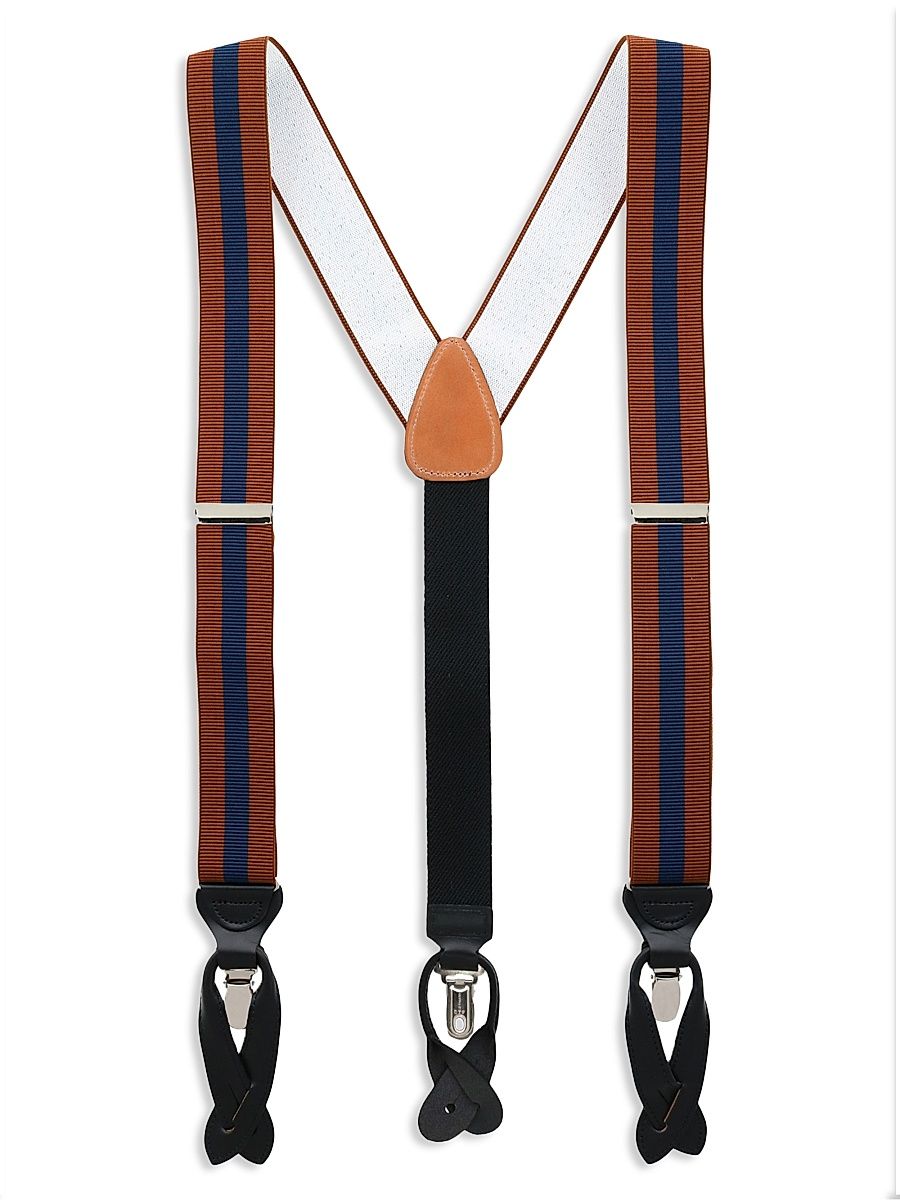 Men's Oliver Striped Suspenders - Rust Blue