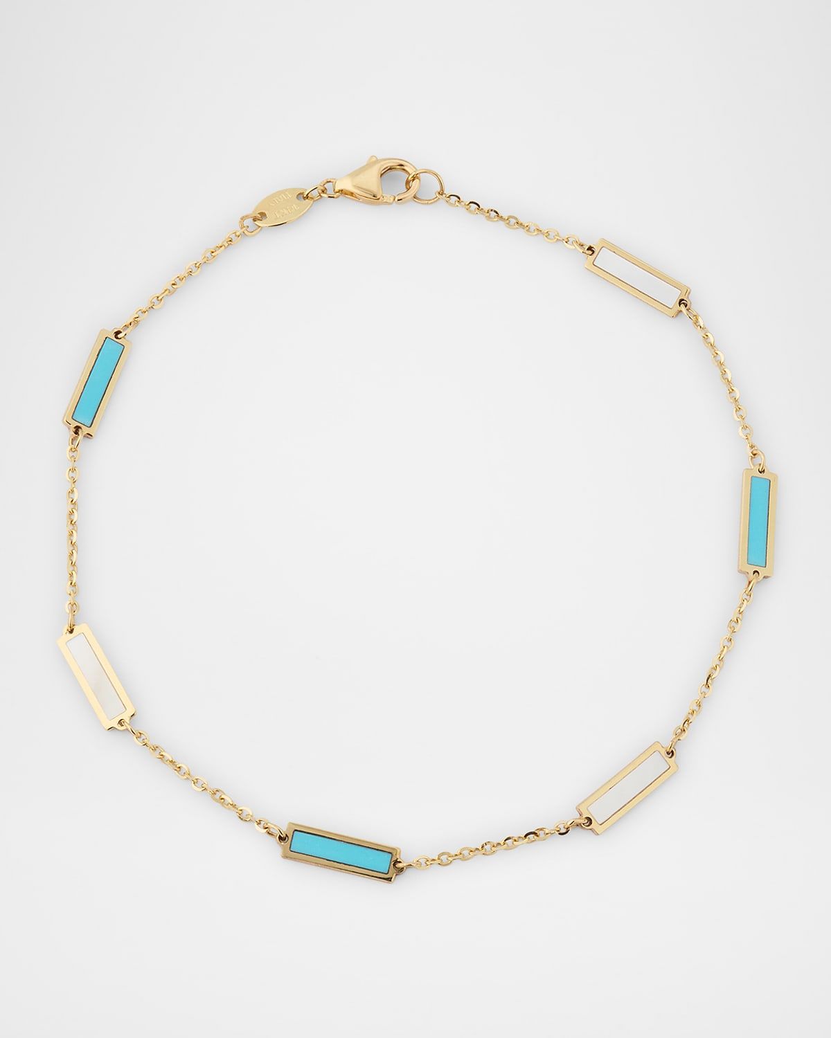 14K Yellow Gold Inlay Station Bracelet