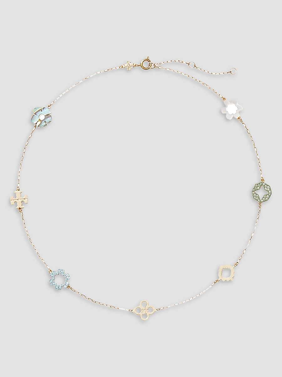Women's Forget Me Not 18K-Gold-Plated & Mixed-Media Charm Necklace - Tory Gold Multi
