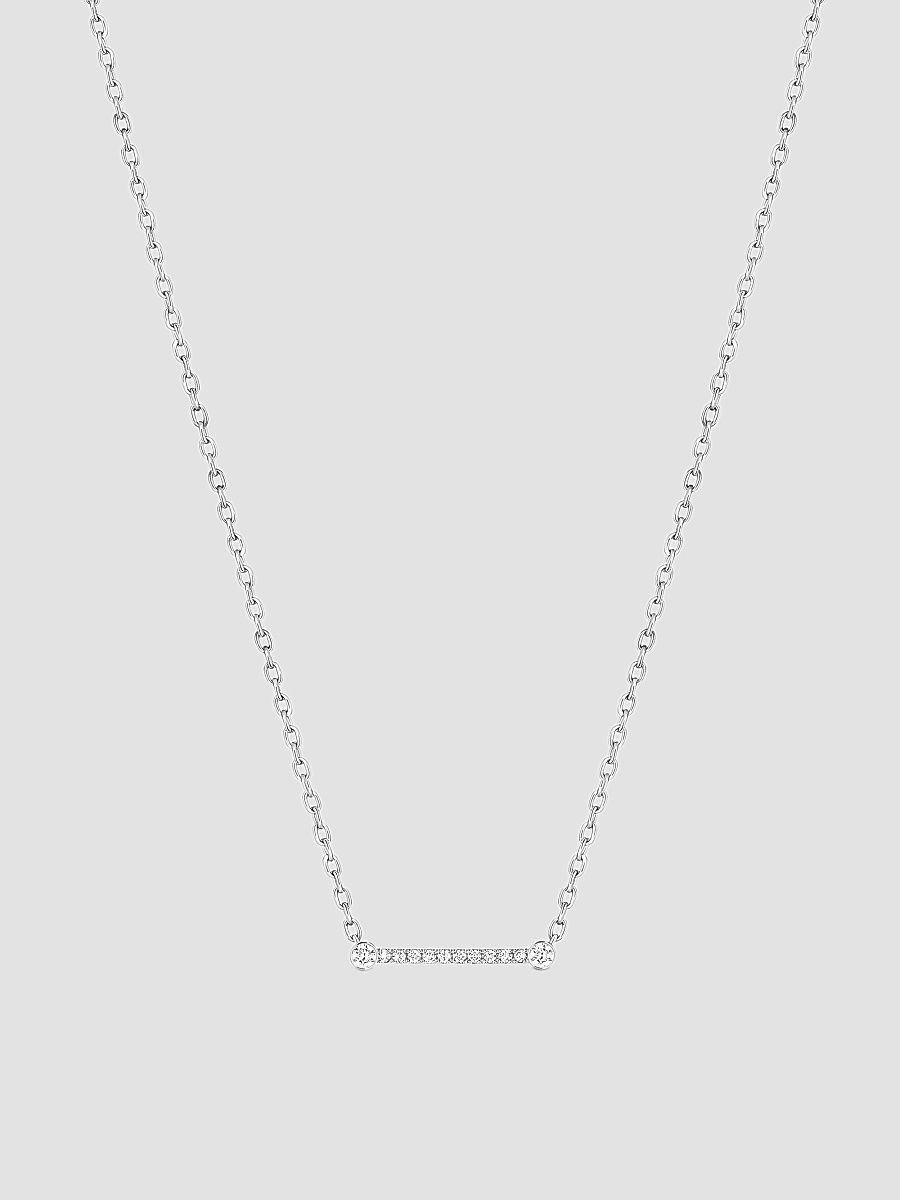 Women's Mood Business Meeting 18K White Gold & 0.12 TCW Diamond Bar Pendant Necklace - White Gold