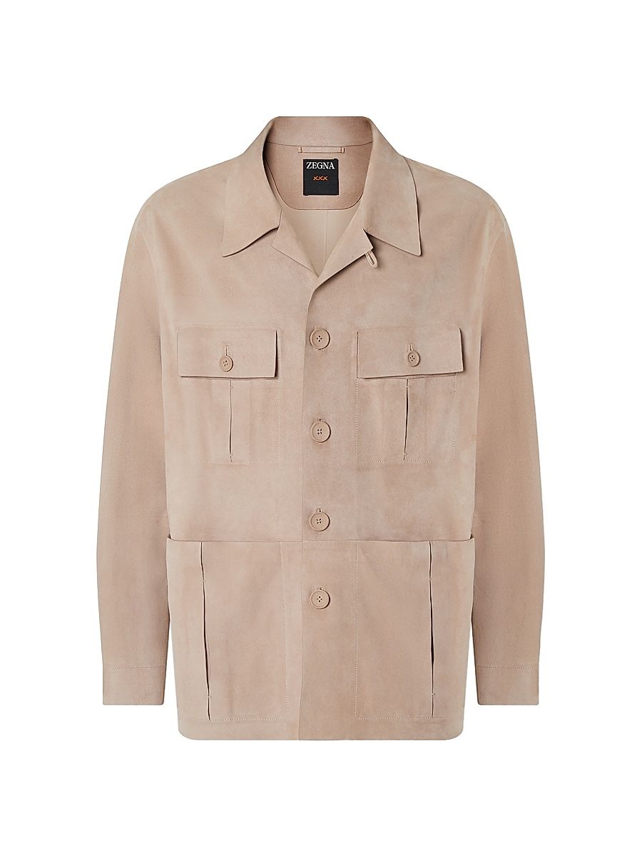 Men's Leather Sahariana Jacket - Light Taupe - Size 44