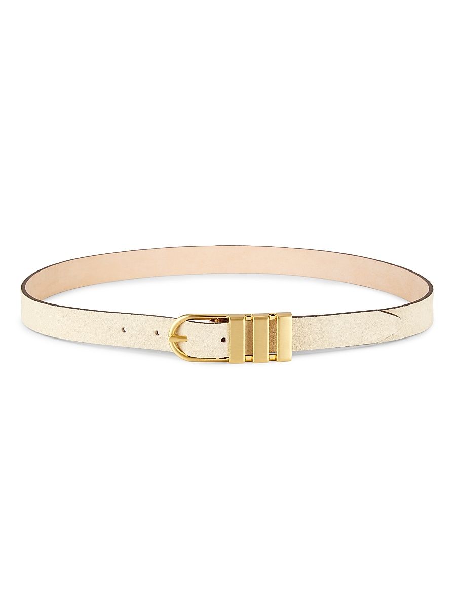 Women's Porto 20MM Suede Buckle Belt - Beige - Size Small
