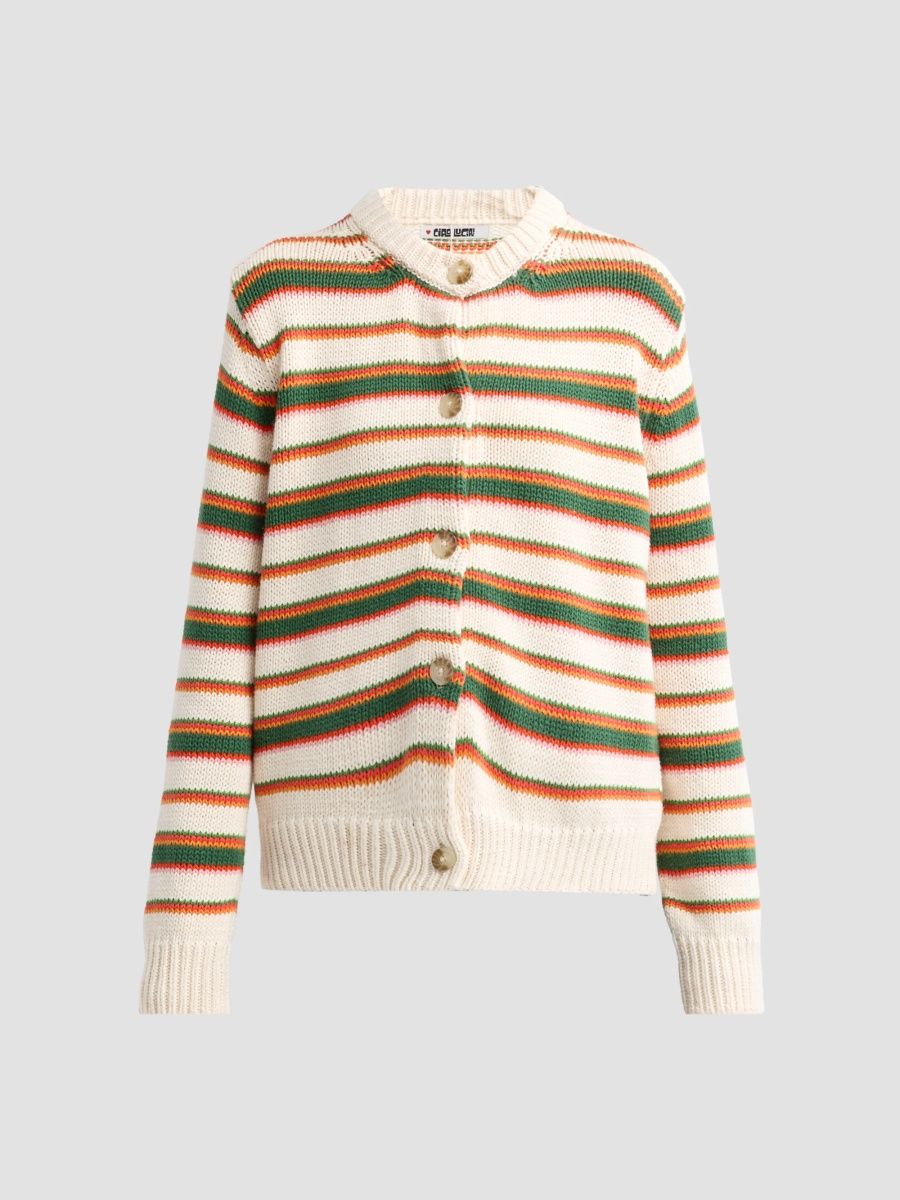 Ciao Lucia Women's Lorene Striped Cotton Cardigan - Venice Stripe - Size XL