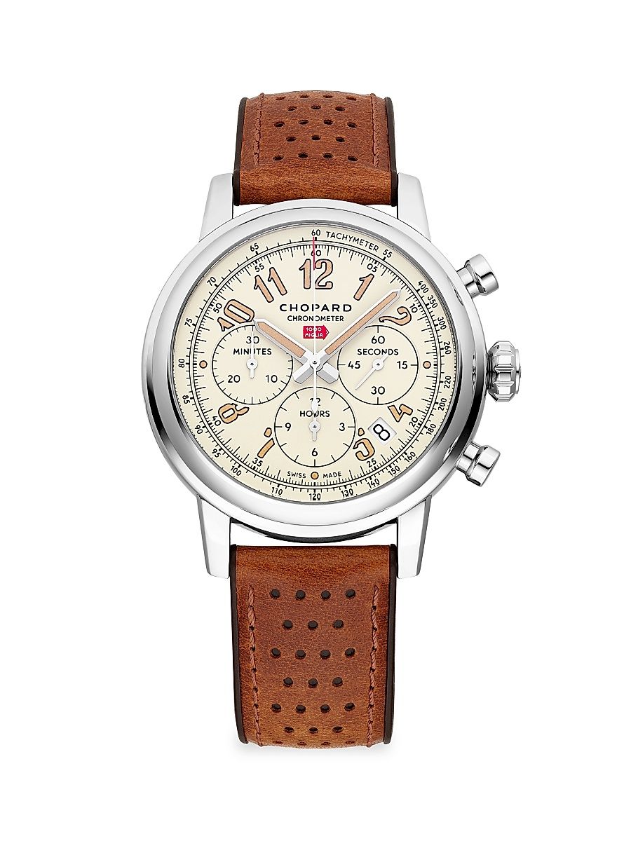 Women's Mille Miglia Classic Chronograph Raticosa Stainless Steel & Leather Strap Watch - Tan
