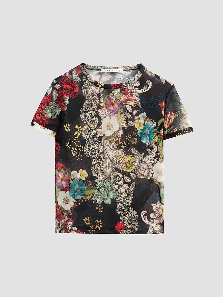 Women's Tess Floral Crewneck T-Shirt - Free Spirit - Size XL