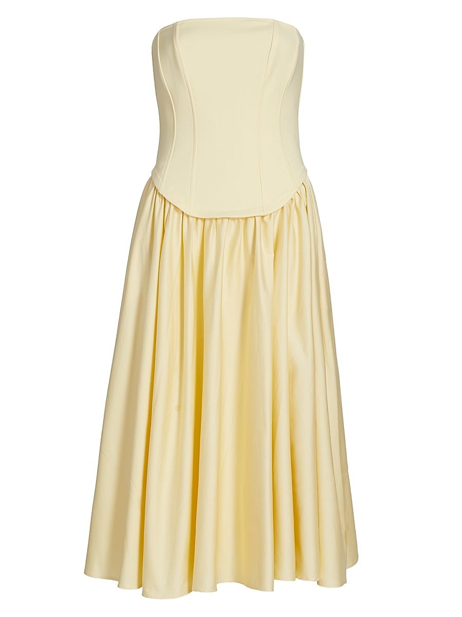 Women's Melody Corset Strapless Midi-Dress - Butter - Size 2