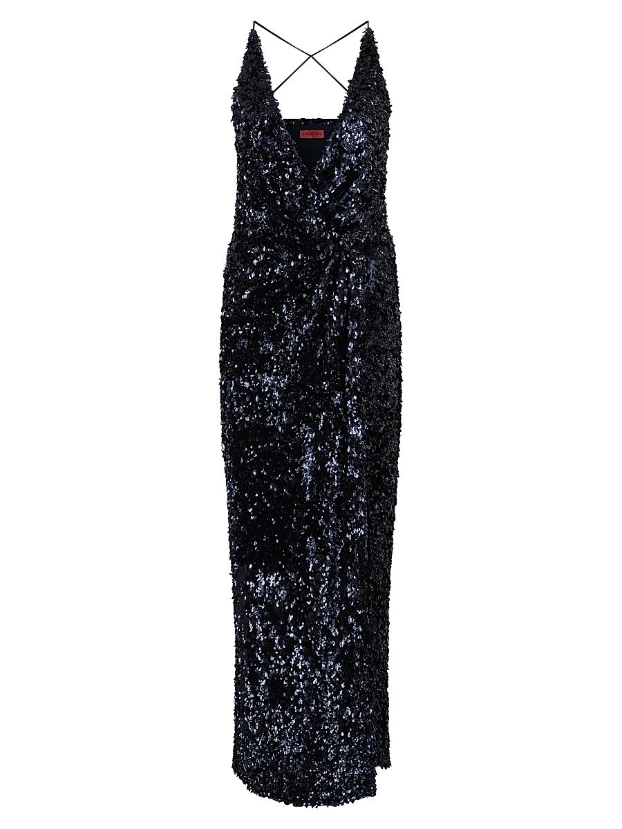 Women's Katri Sequined V-Neck Gown - Indigo - Size 16