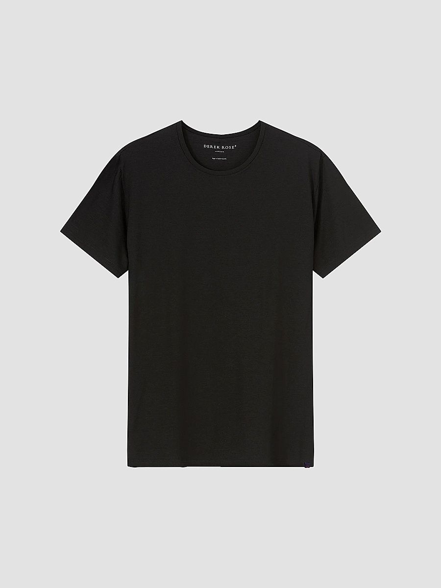 Derek Rose Men's Basel Stretch Crewneck T-Shirt - Black - Size Large
