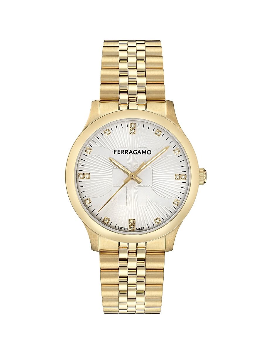 Men's Ren Diamond & Goldtone Ion-Plated Stainless Steel Bracelet Watch/40MM - Gold