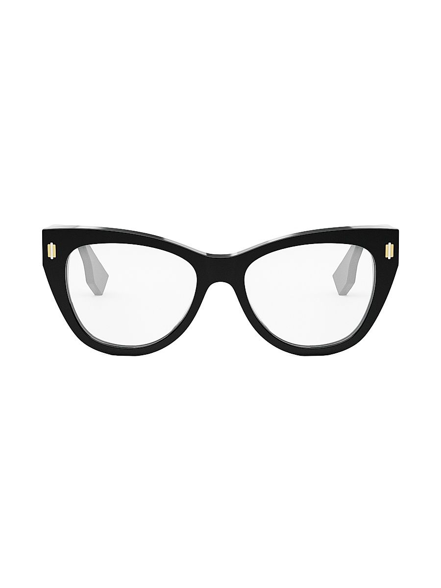 Women's Fendi Roma 53MM Round Eyeglasses - Shiny Black