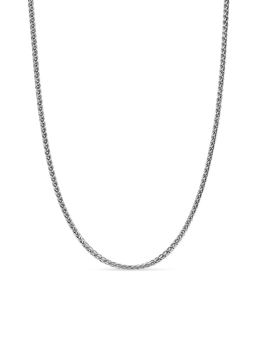 Men's Wheat Chain Necklace in Sterling Silver - Silver - Size 26