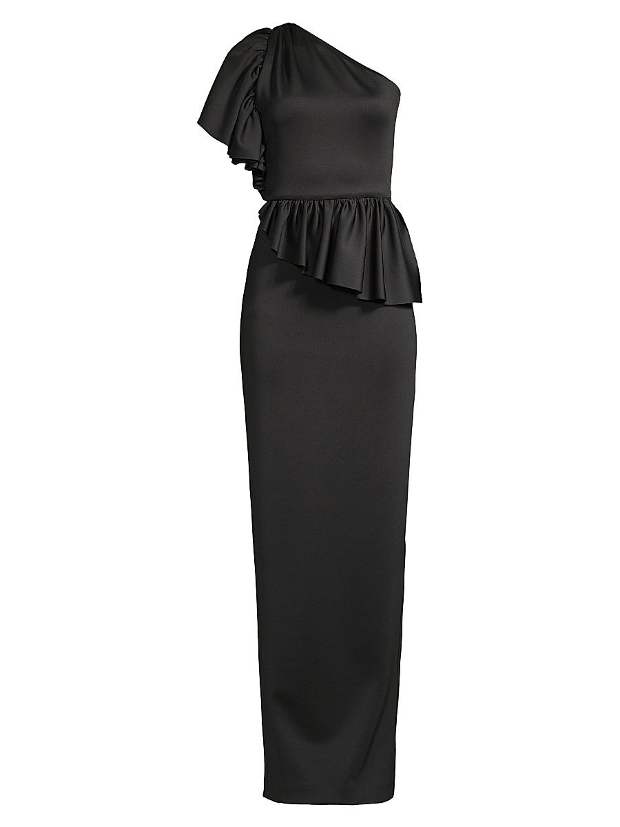 Women's Noble One-Shoulder Column Gown - Black - Size 2