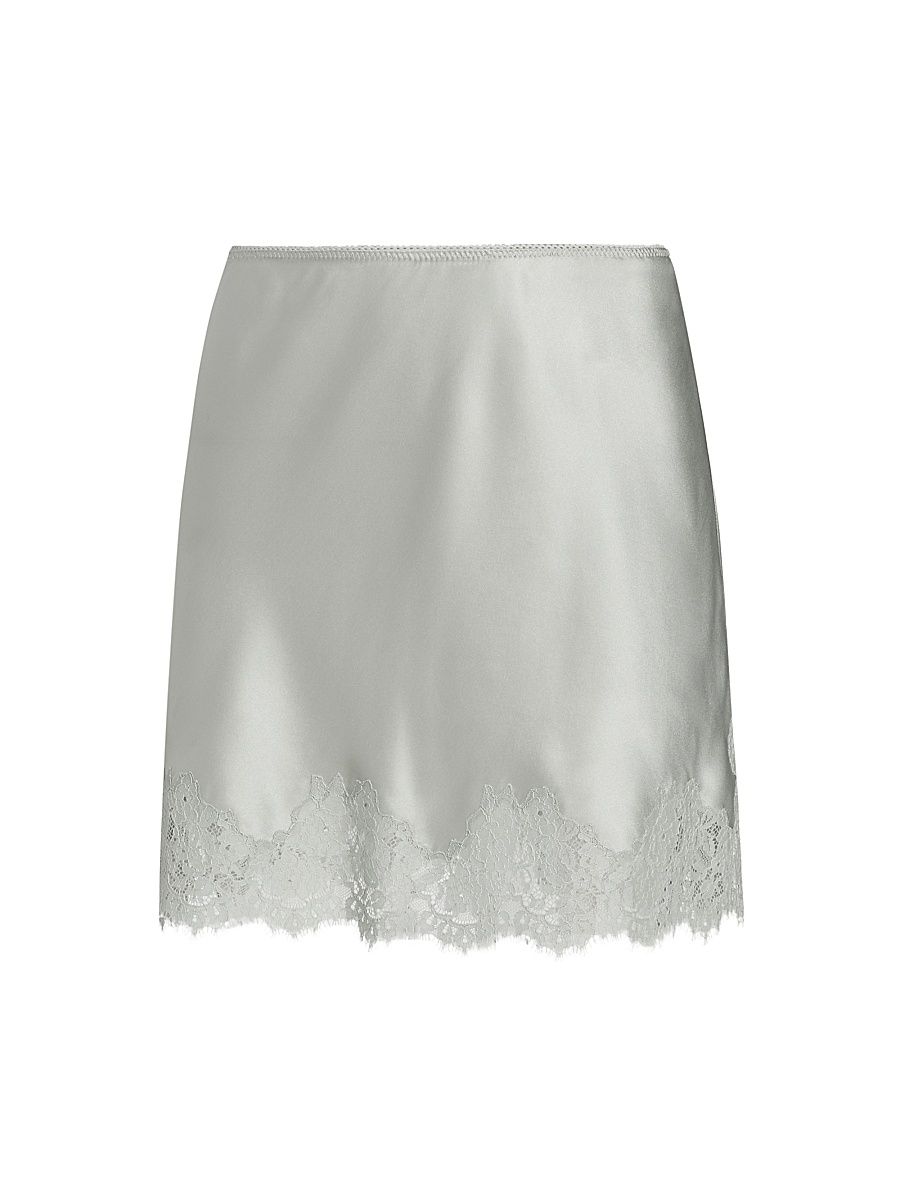 Women's Giulietta Lace-Trim Silk Miniskirt - Eucalyptus - Size Small