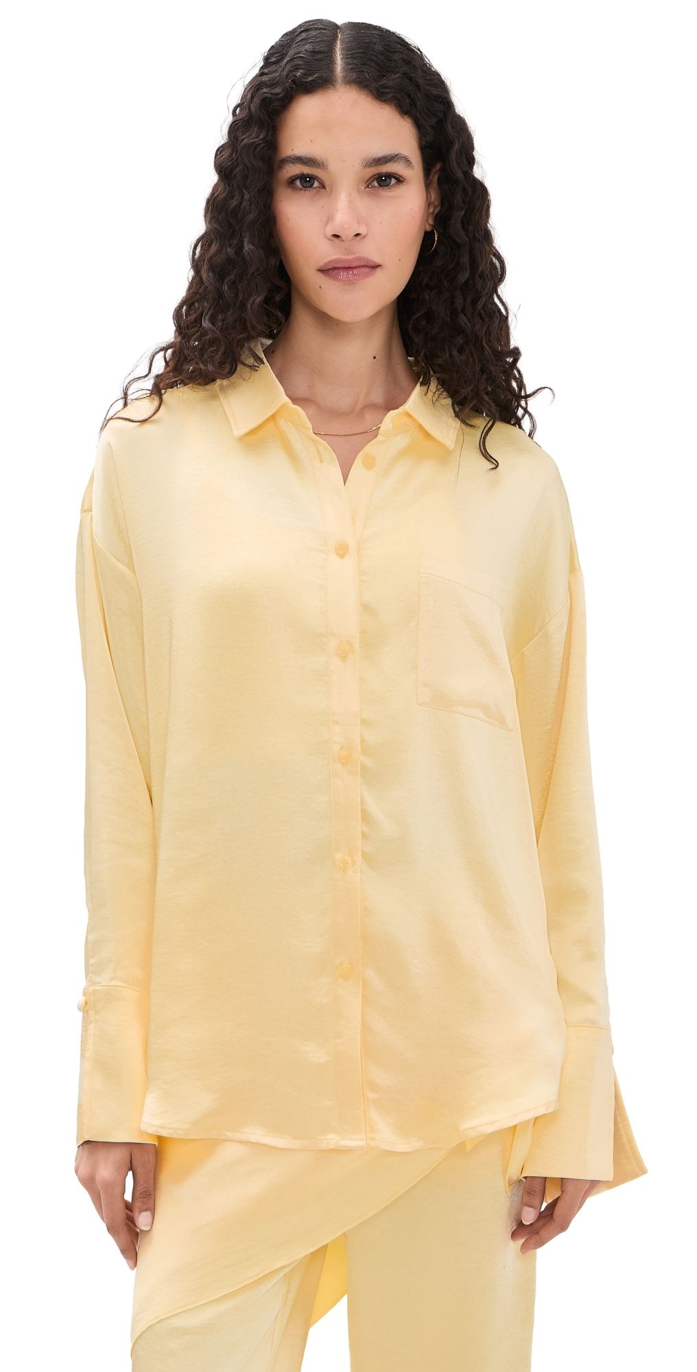 4th & Reckless Corbie Button Down Shirt Lemon XS