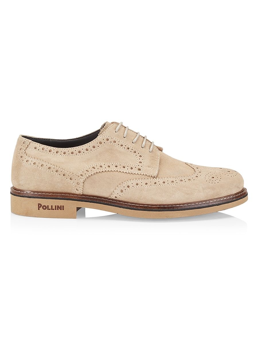 Men's Corinto Suede Wingtip Lace-Up Derbys - Beige - Size 11