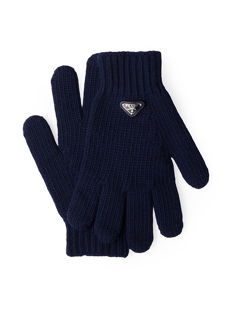 Men's Wool and Cashmere Gloves - Blue - Size Large