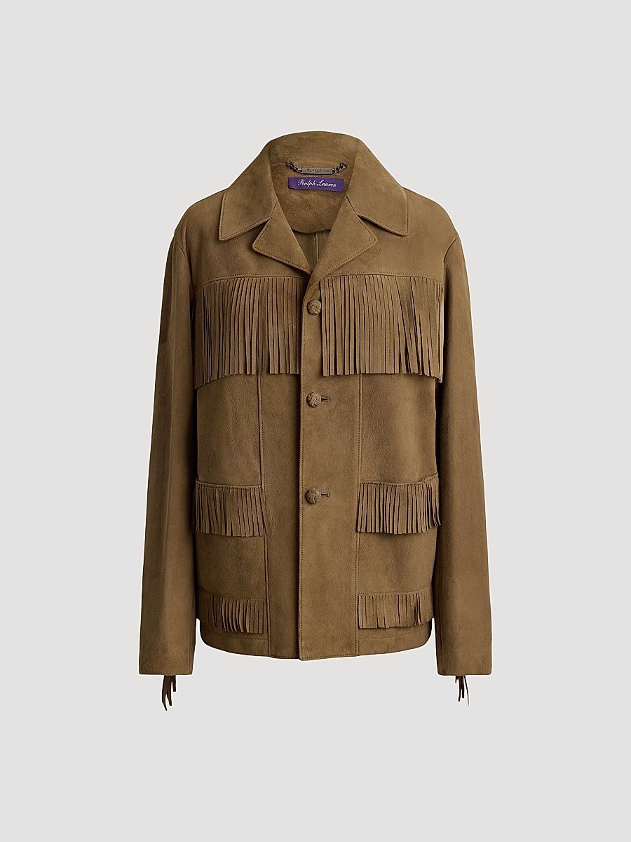 Women's Perce Suede Fringe Jacket - Portobello - Size 8