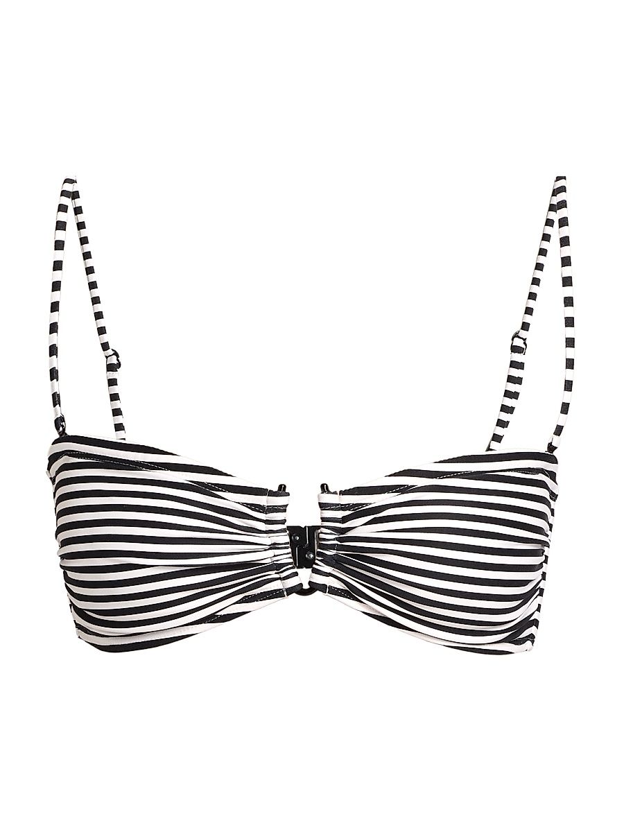 Women's Striped Bandeau Bikini Top - Black Ivory Stripe - Size XL