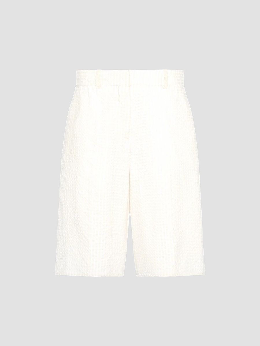 Women's Gingham Bermuda Shorts - Off White - Size 4