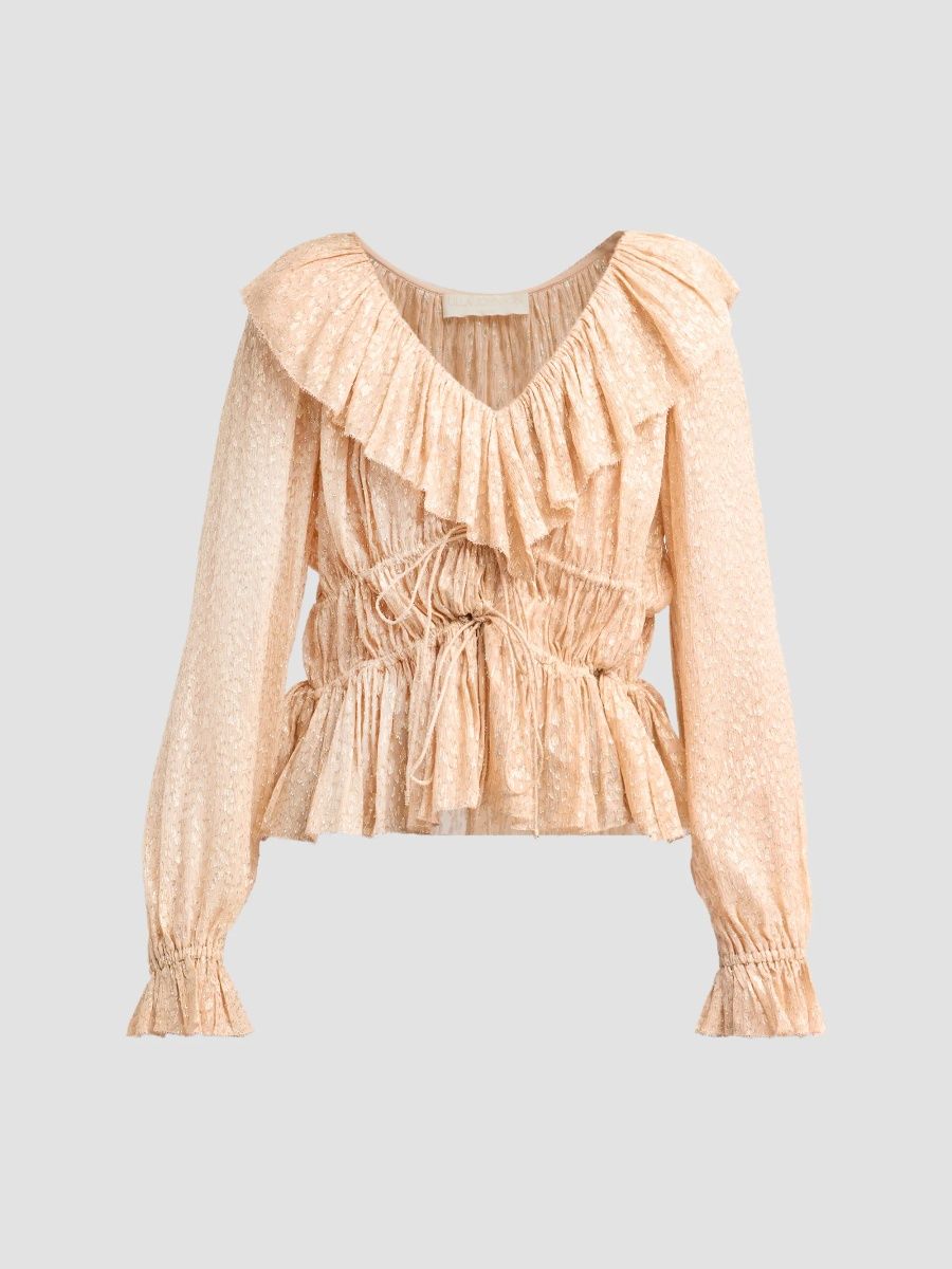 Ulla Johnson Women's Odilia Ruffled Silk-Blend Blouse - Cosmos - Size 14