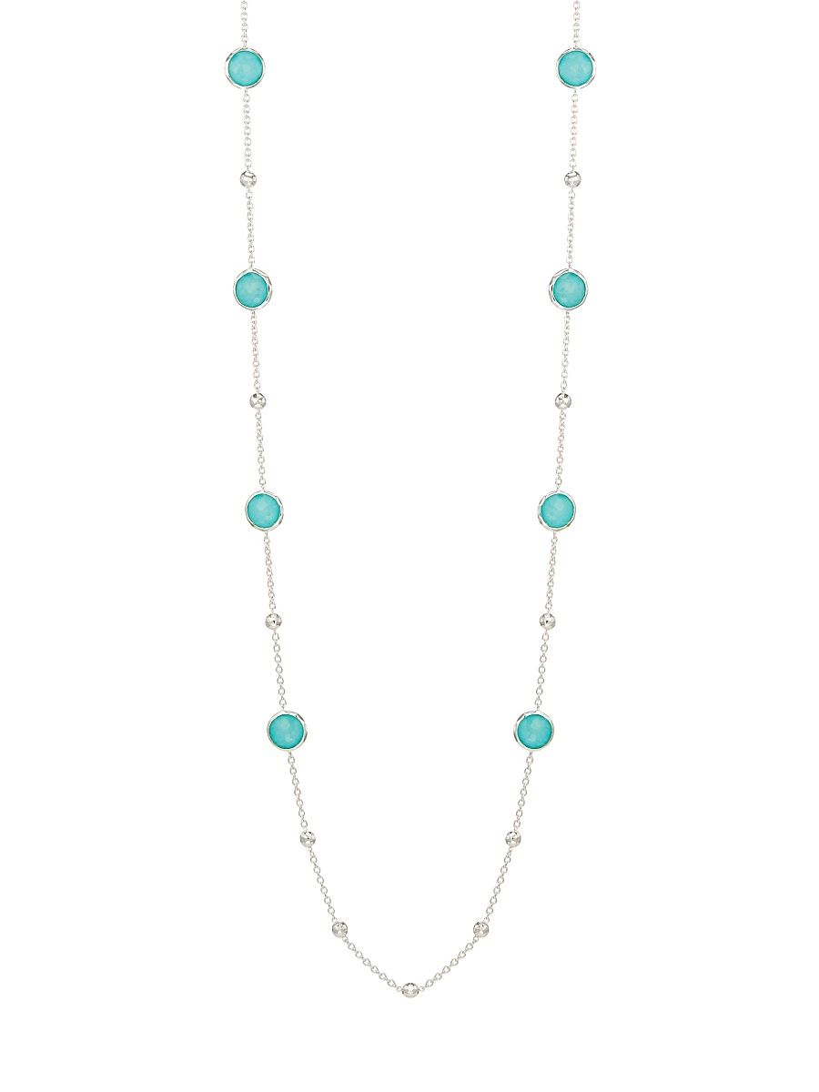 Women's Sterling Silver & Turquoise Stone Necklace - Silver - Size 38