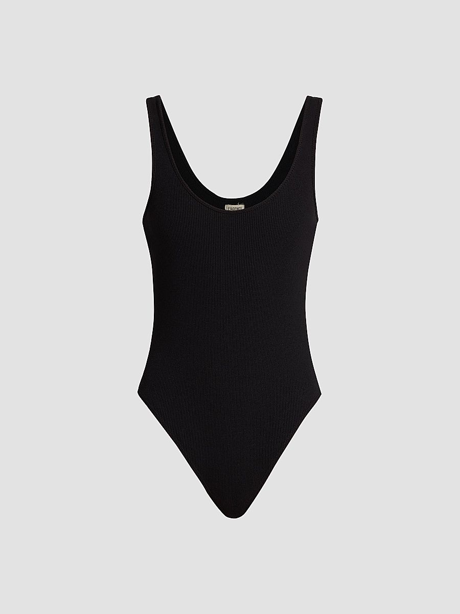 L'AGENCE Women's Nica Scoopneck Rib-Knit Bodysuit - Black - Size XL