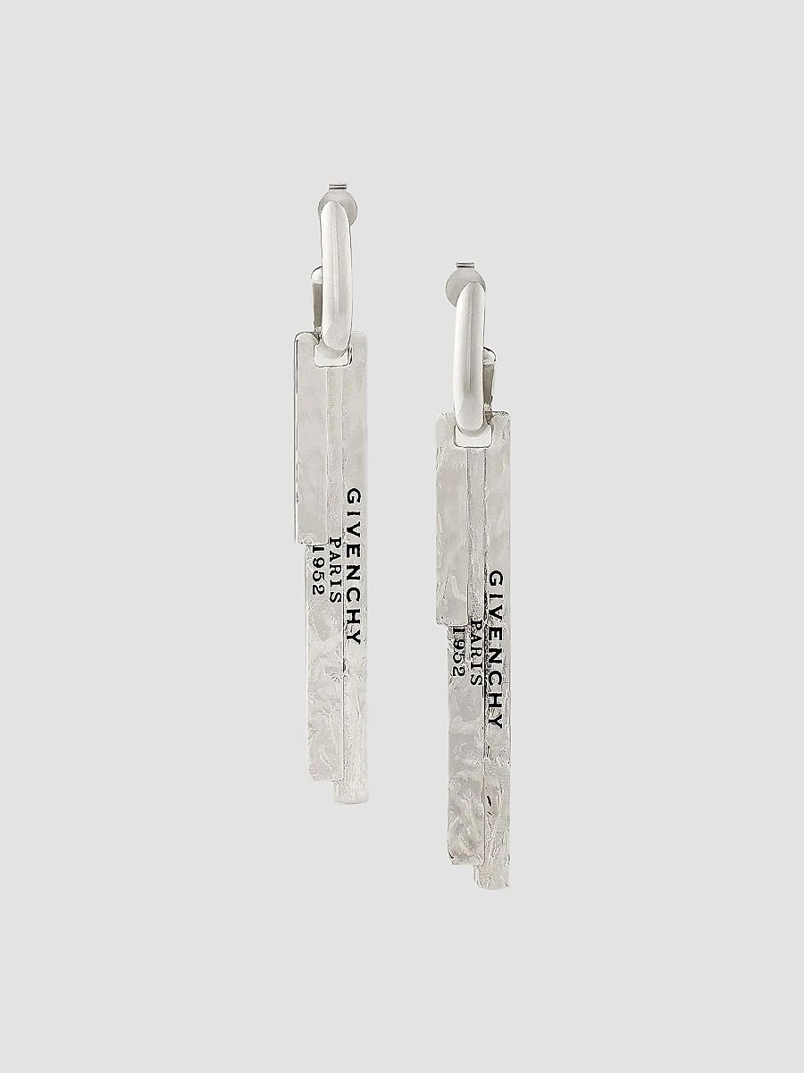 Givenchy Women's Tape Earrings in Metal and Enamel - Antic Silvery