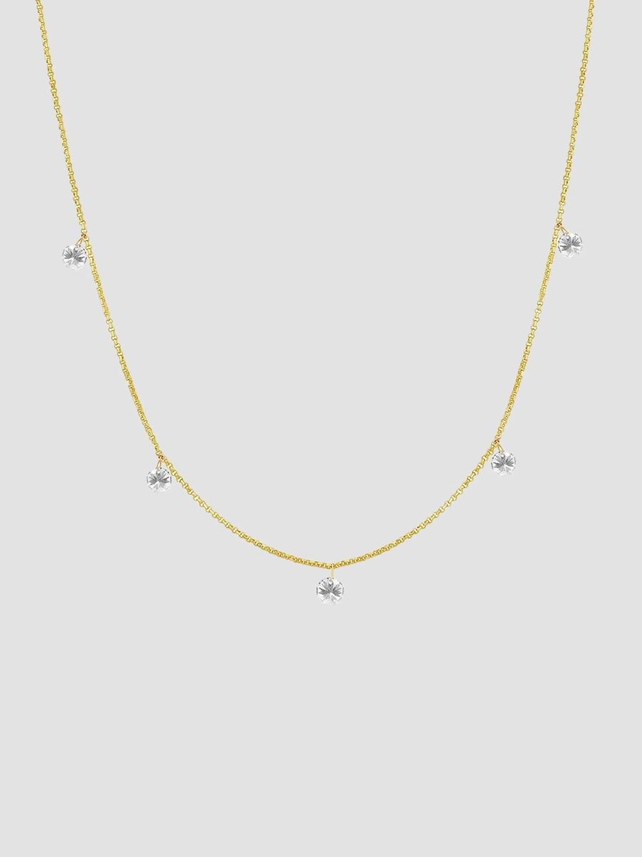 Women's 18K Yellow Gold & 2 TCW Lab-Grown Diamond 5-Drop Floating Necklace - Yellow Gold
