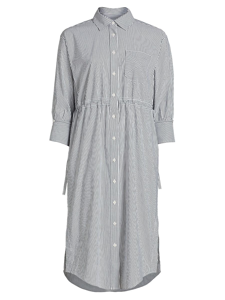 Women's Annalisa Striped Cotton-Blend Shirtdress - Grey White - Size XL