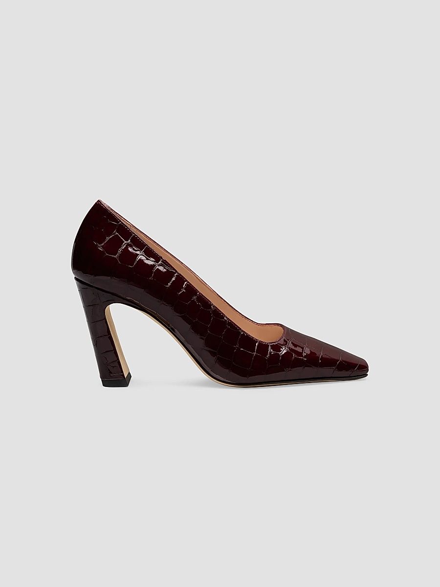 Women's Stassi 85MM Croc-Embossed Patent Leather Pumps - Boysenberry - Size 10
