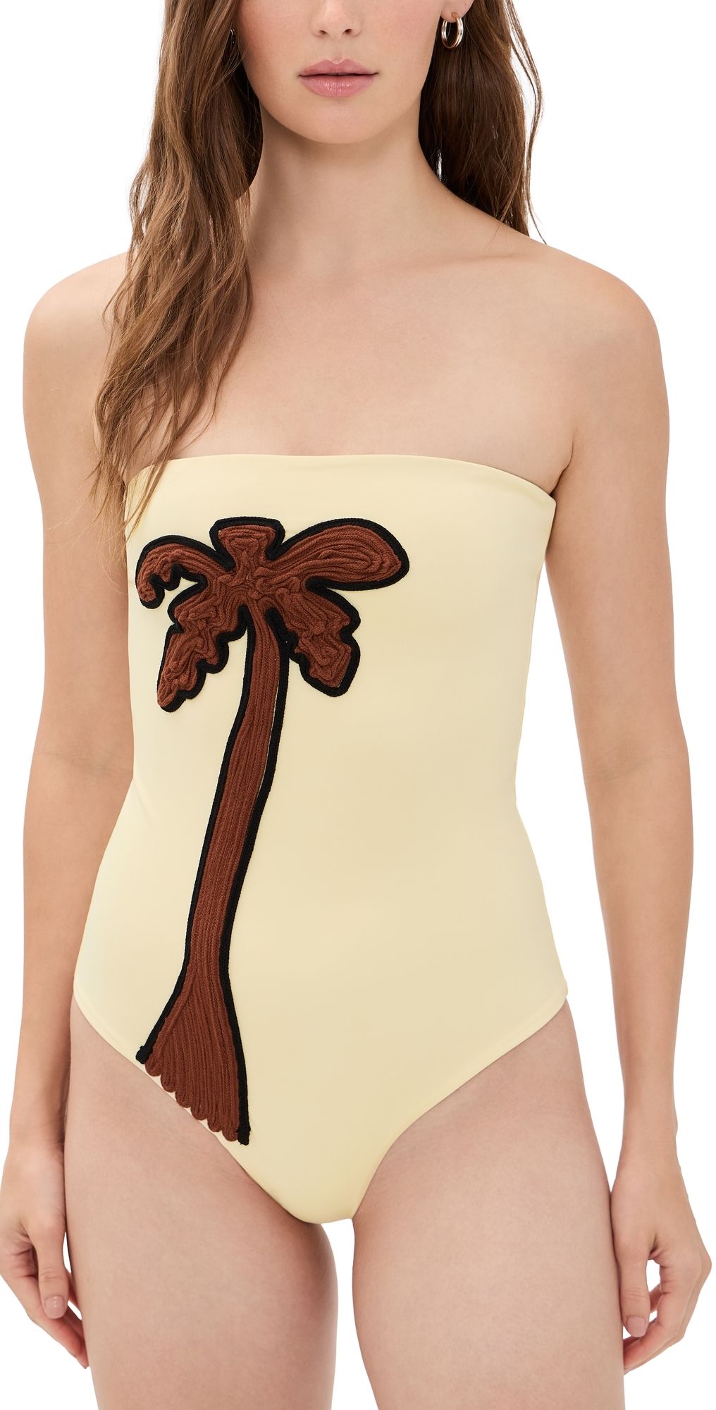 Johanna Ortiz Palm Texture One Piece Ecru/Brown XL