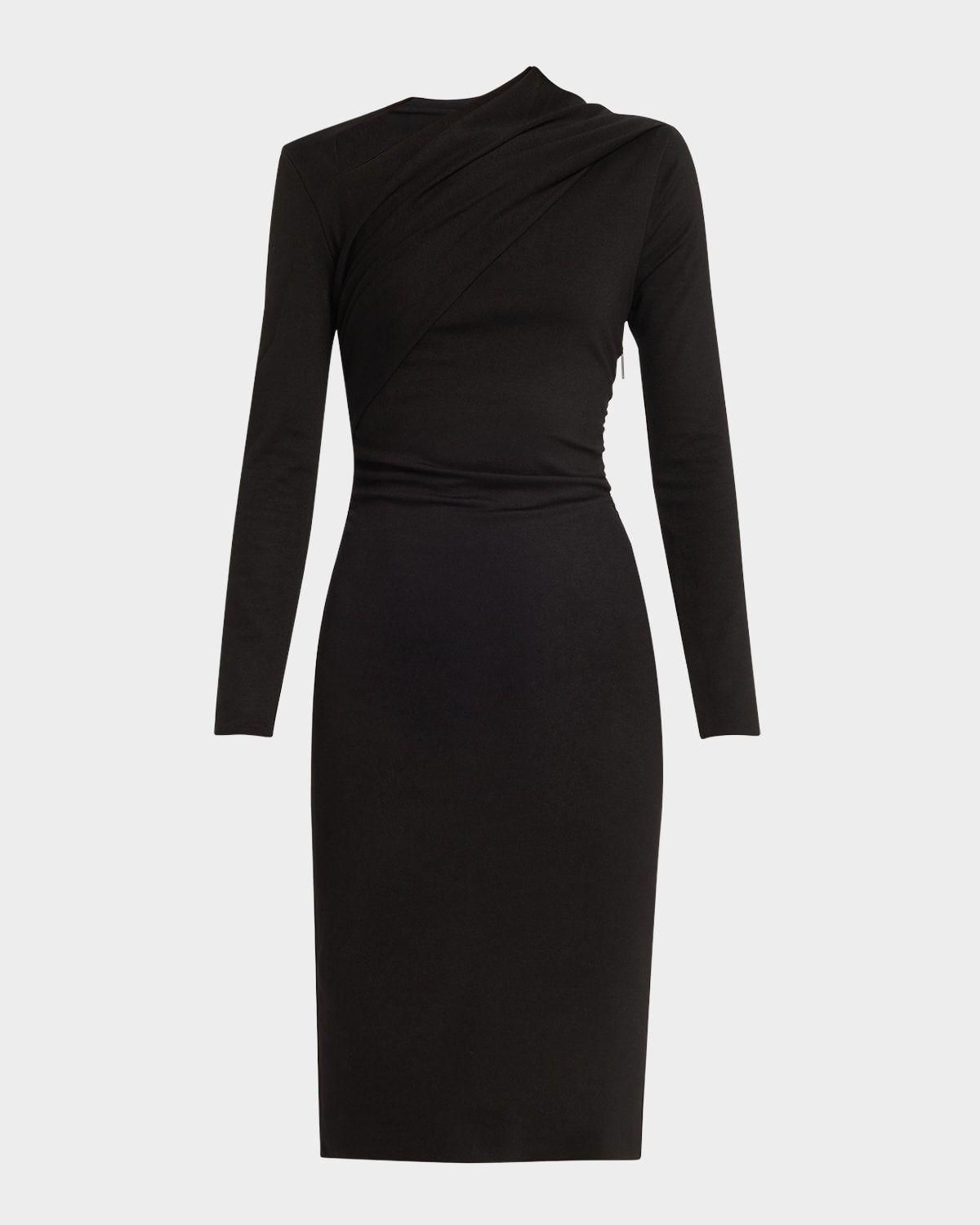 Asymmetric Long-Sleeve Jersey Dress