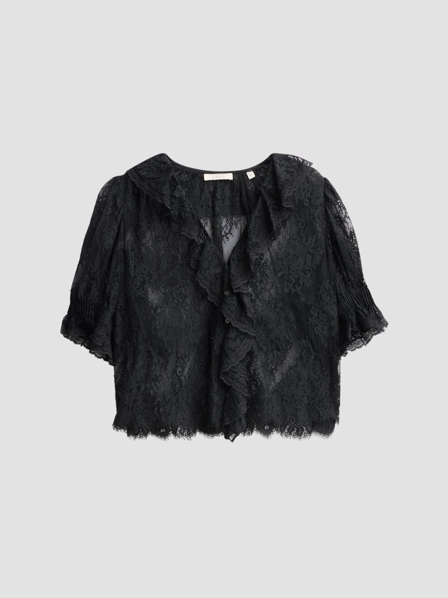 DÔEN Women's Henri Lace Blouse - Black - Size XXS