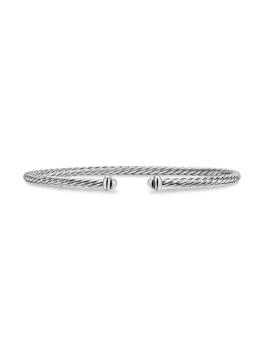 Women's Micro Cable Flex Bracelet in Sterling Silver, 2.6MM - Silver - Size Medium