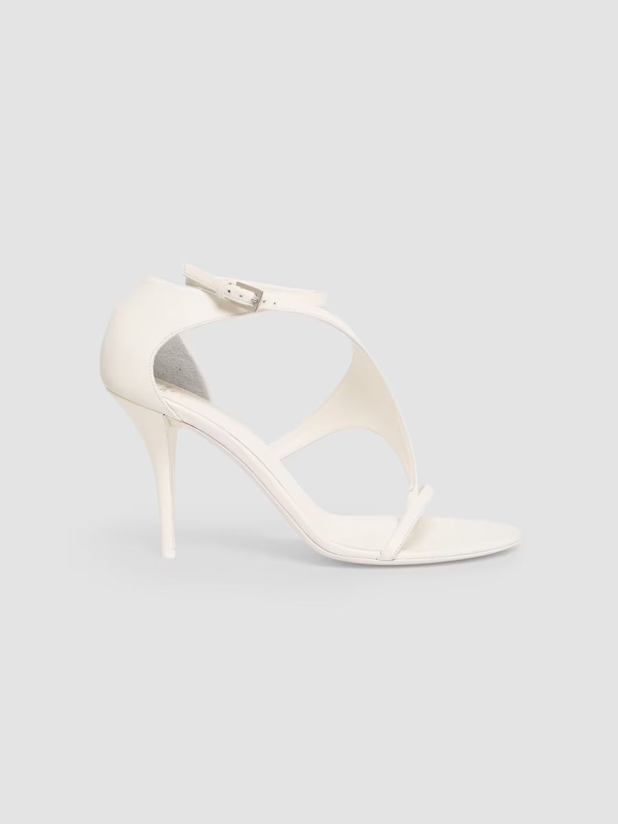 Balmain Women's Leather 95MM Thin-Strap Sandals - Blanc - Size 12