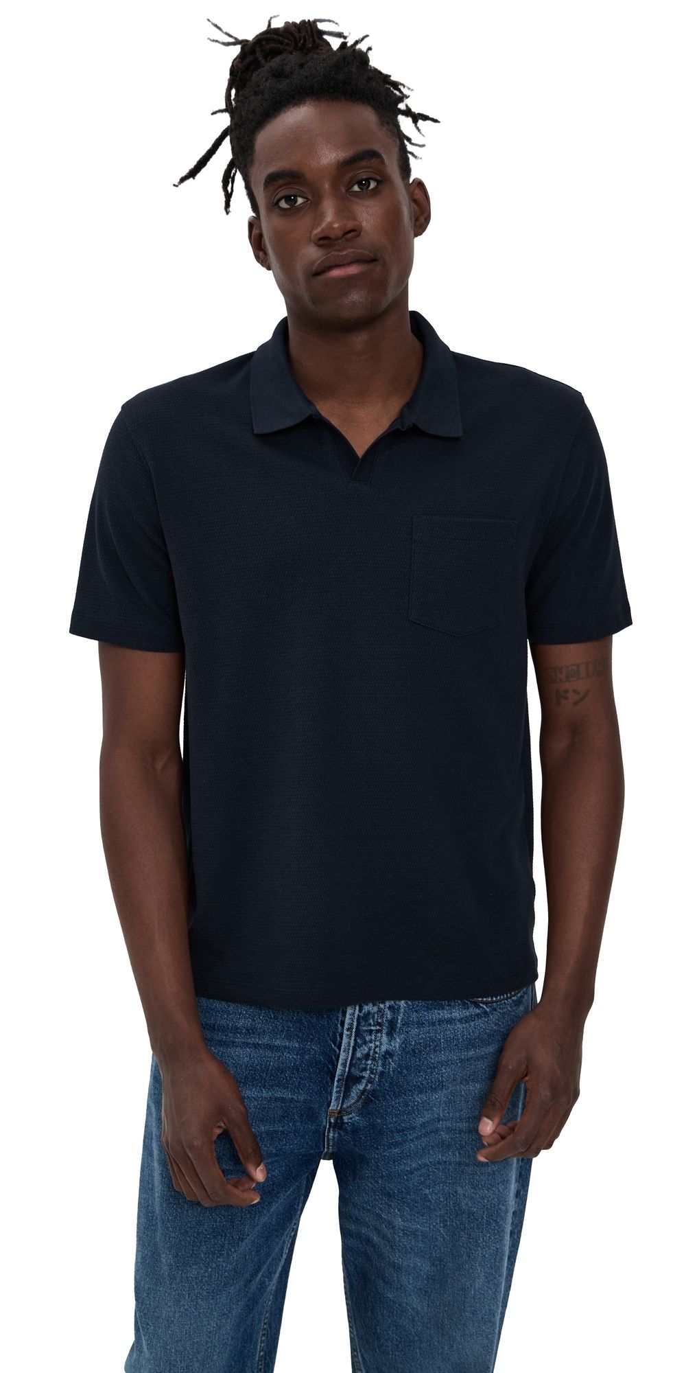 Vince Mesh Knit Johnny Polo Coastal XS