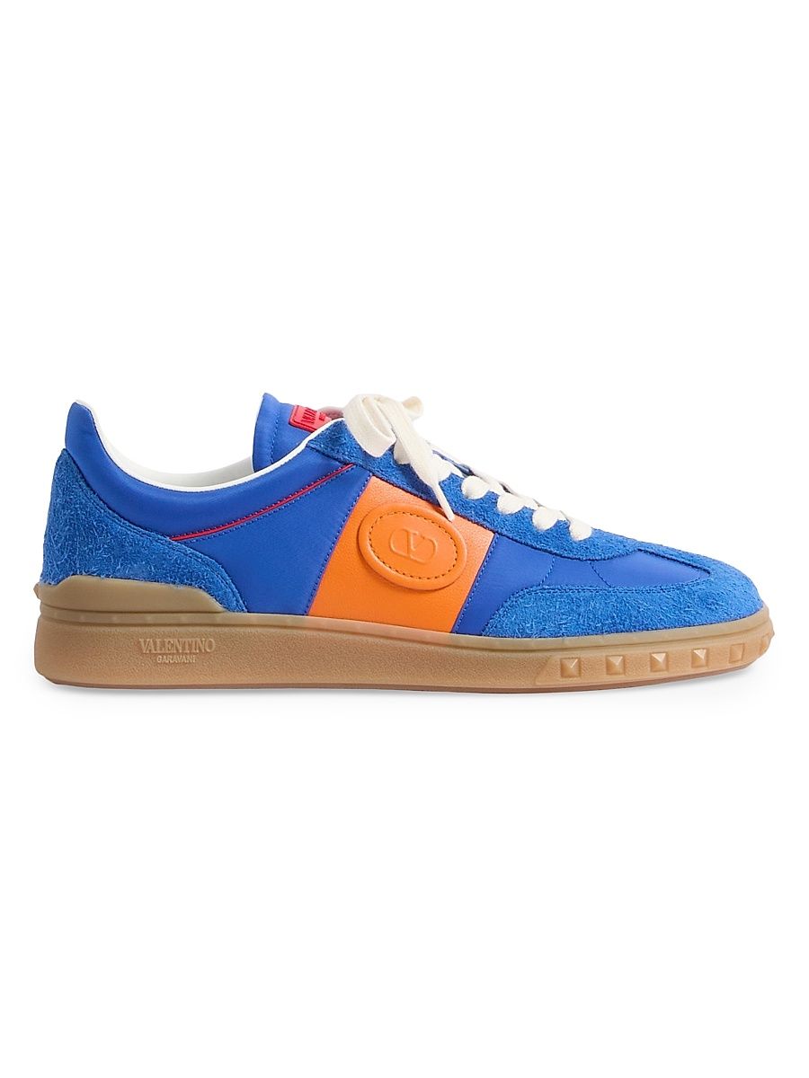 Men's Upvillage Low Top Sneakers in Crust Leather and Nylon - Acid Bluette - Size 7