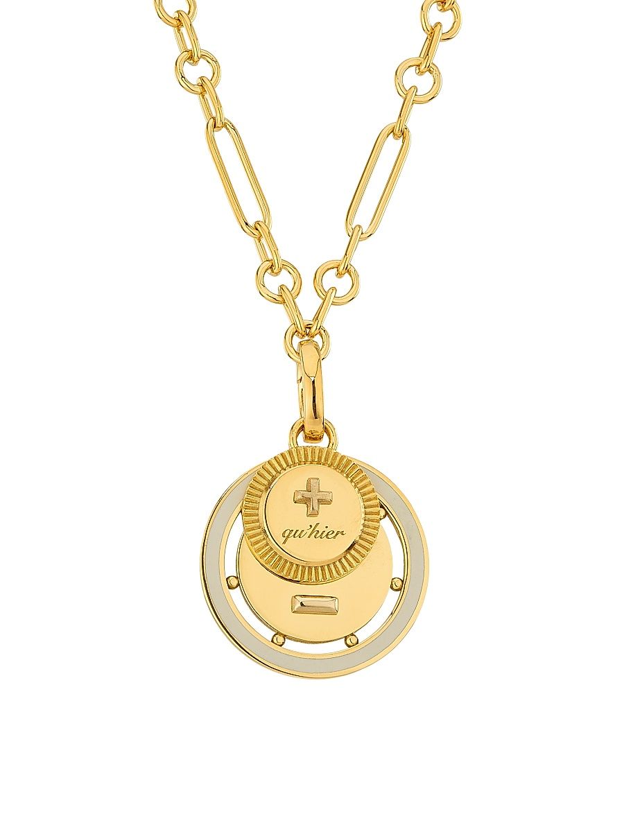 Women's Vivacity 18K Yellow Gold & Ceramic Ever Growing Love Medallion Necklace - Yellow Gold