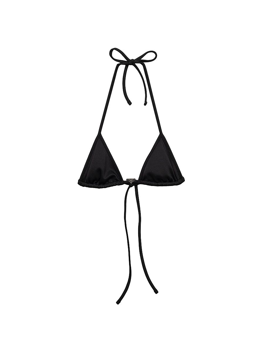 Women's Interlock Fabric Triangle Bikini Top - Black - Size XXS