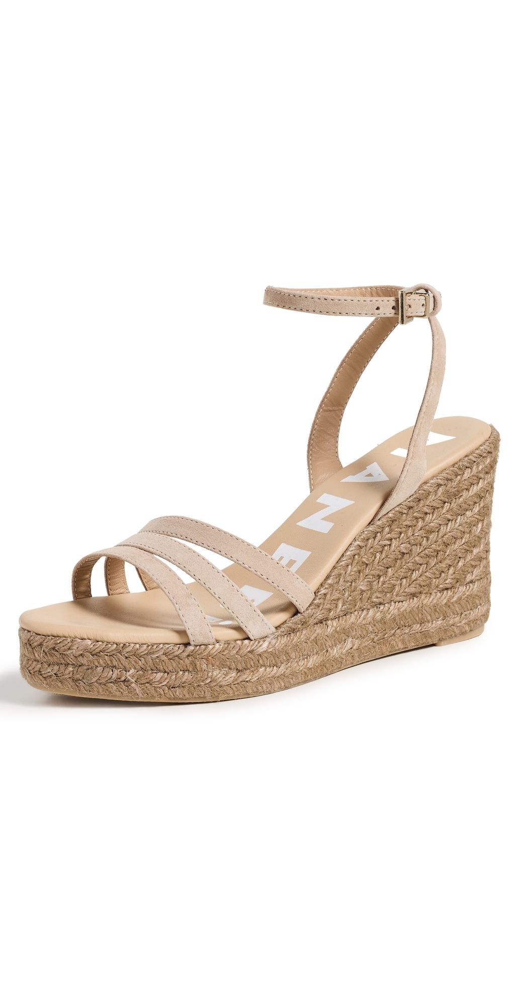 Manebi Three Bands Wedge Espadrilles Vintage Taupe 35