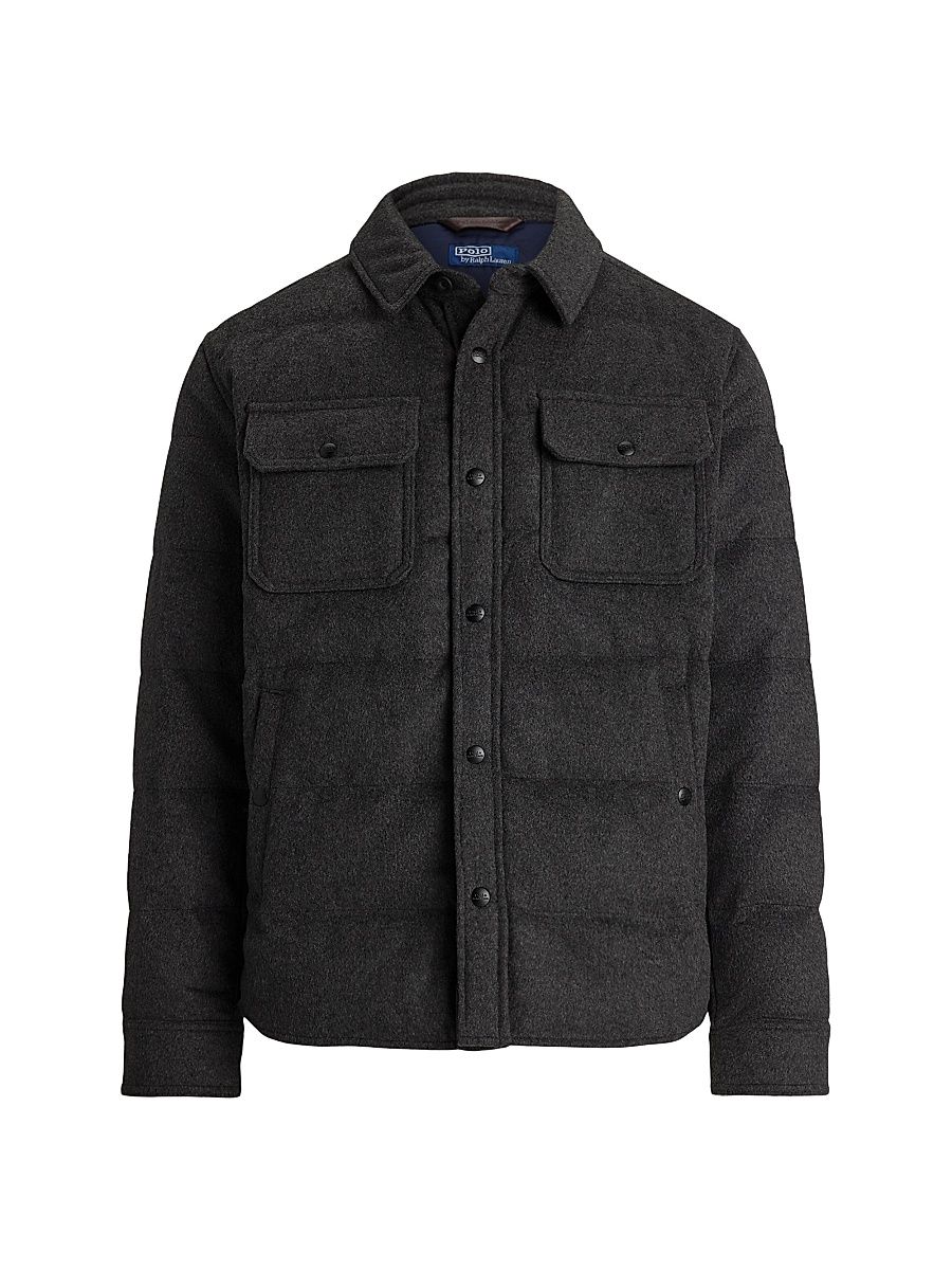 Men's Quilted Wool-Blend Down Jacket - Fortress Grey Heather - Size Small