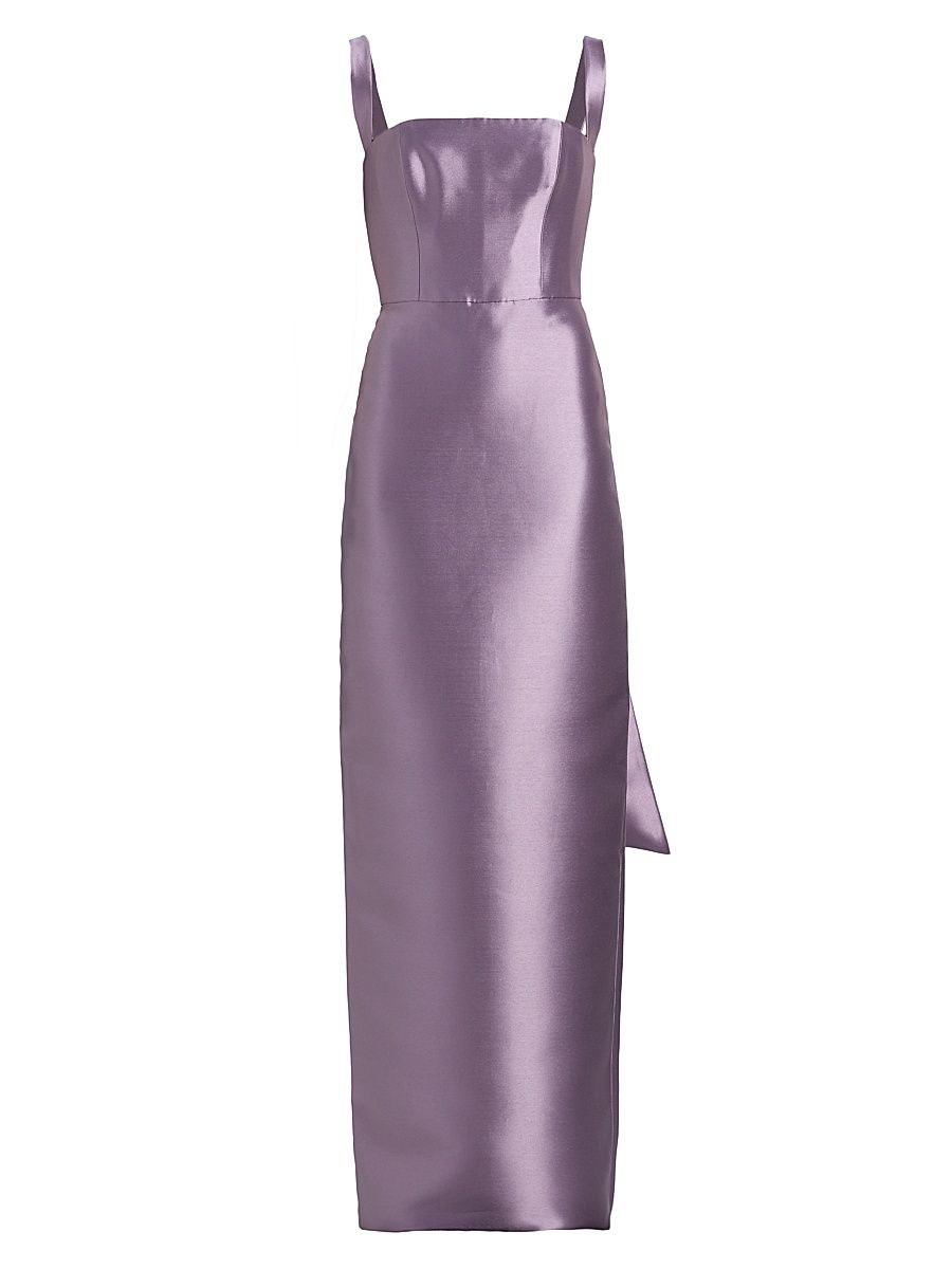 Women's Satin Square-Neck Column Gown - Violet - Size 10
