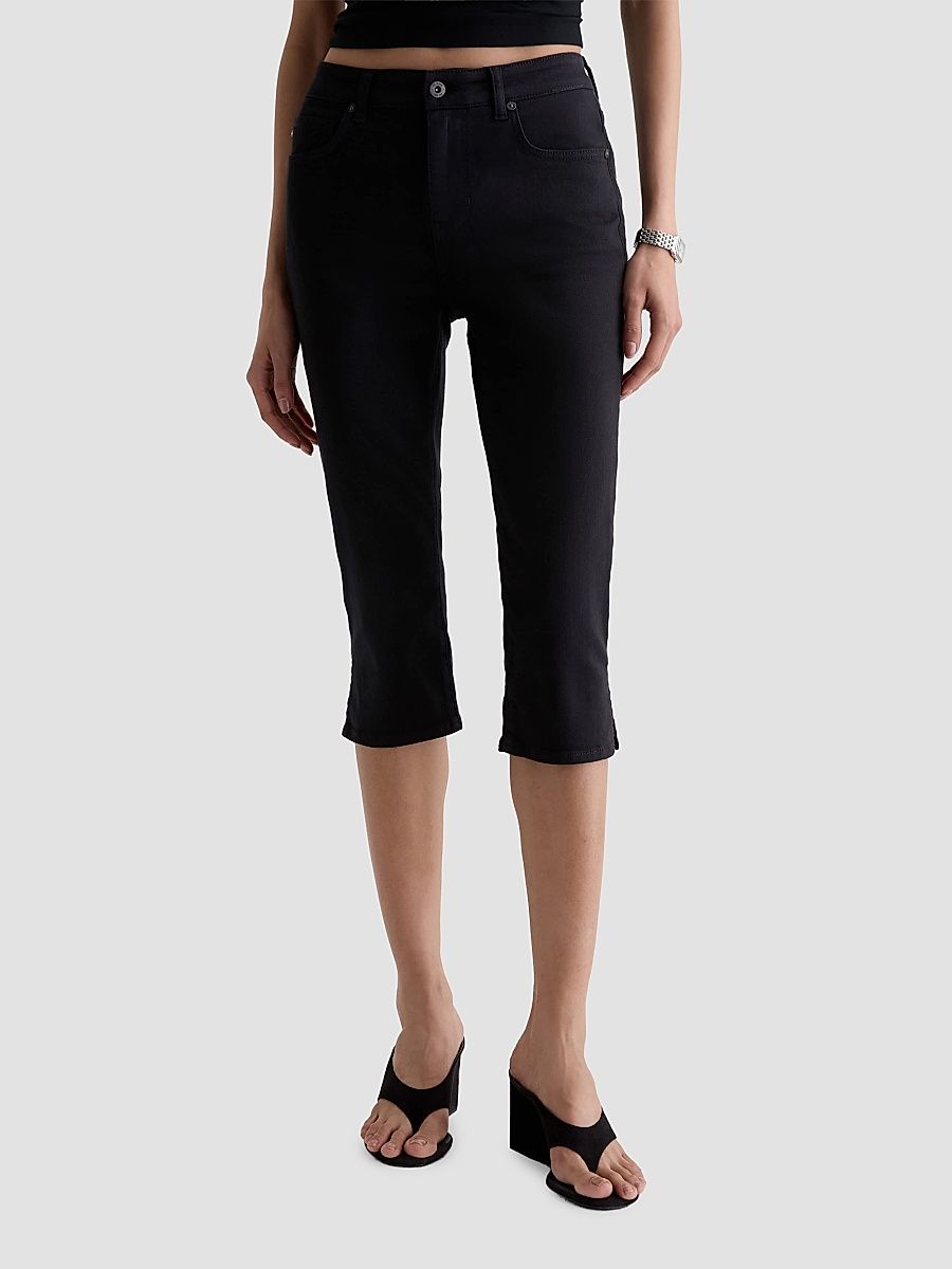 Women's Maisie Split-Cuff Capri Jeans - Super Black - Size 23