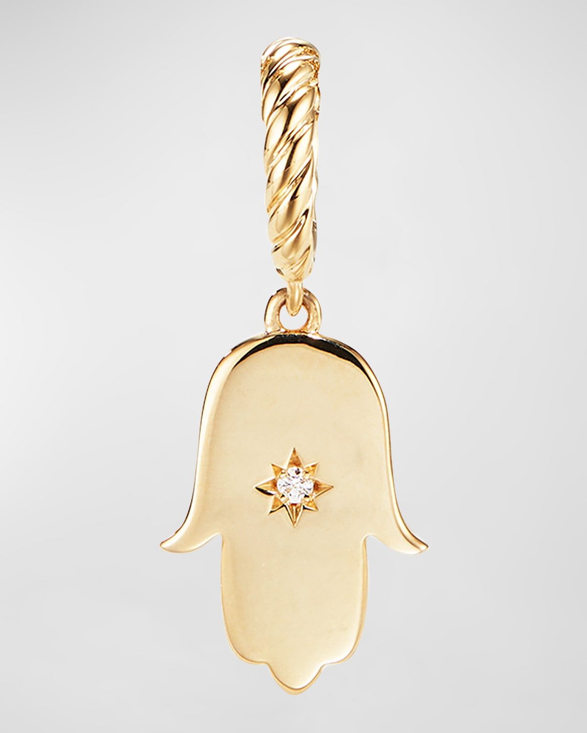 Hamsa Pendant with Center Diamond in 18K Gold, 26mm