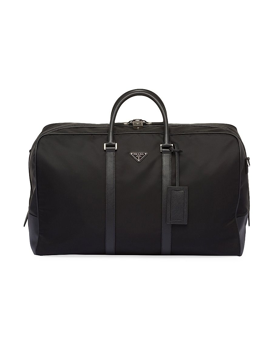 Men's Re-Nylon And Saffiano Leather Duffle Bag - Black - Size 0
