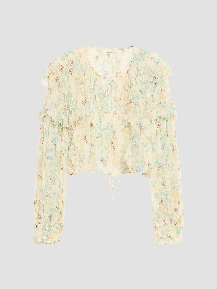 Women's Delfina Floral Silk Blouse - Moon Petal - Size 12