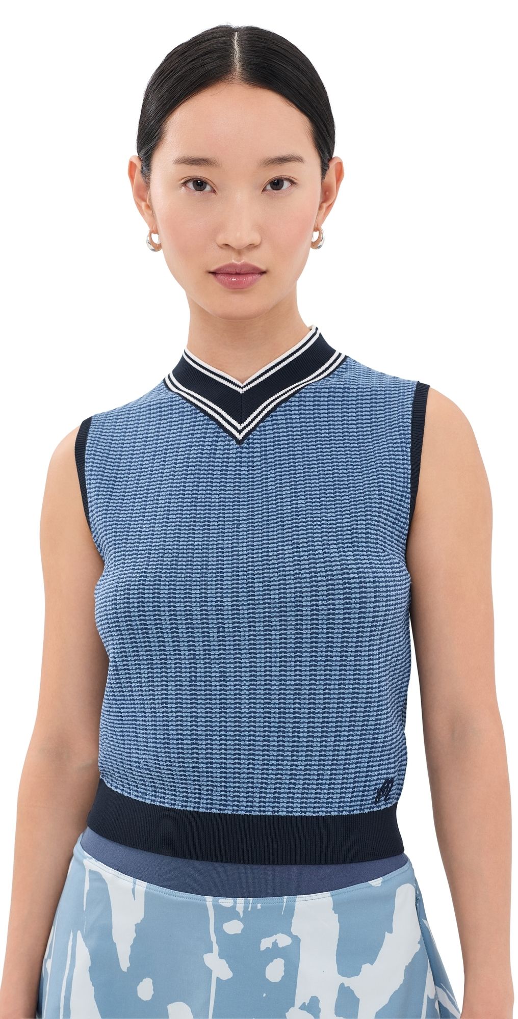 Malbon Ami Mock Neck Sweater Vest Vintage Indigo S