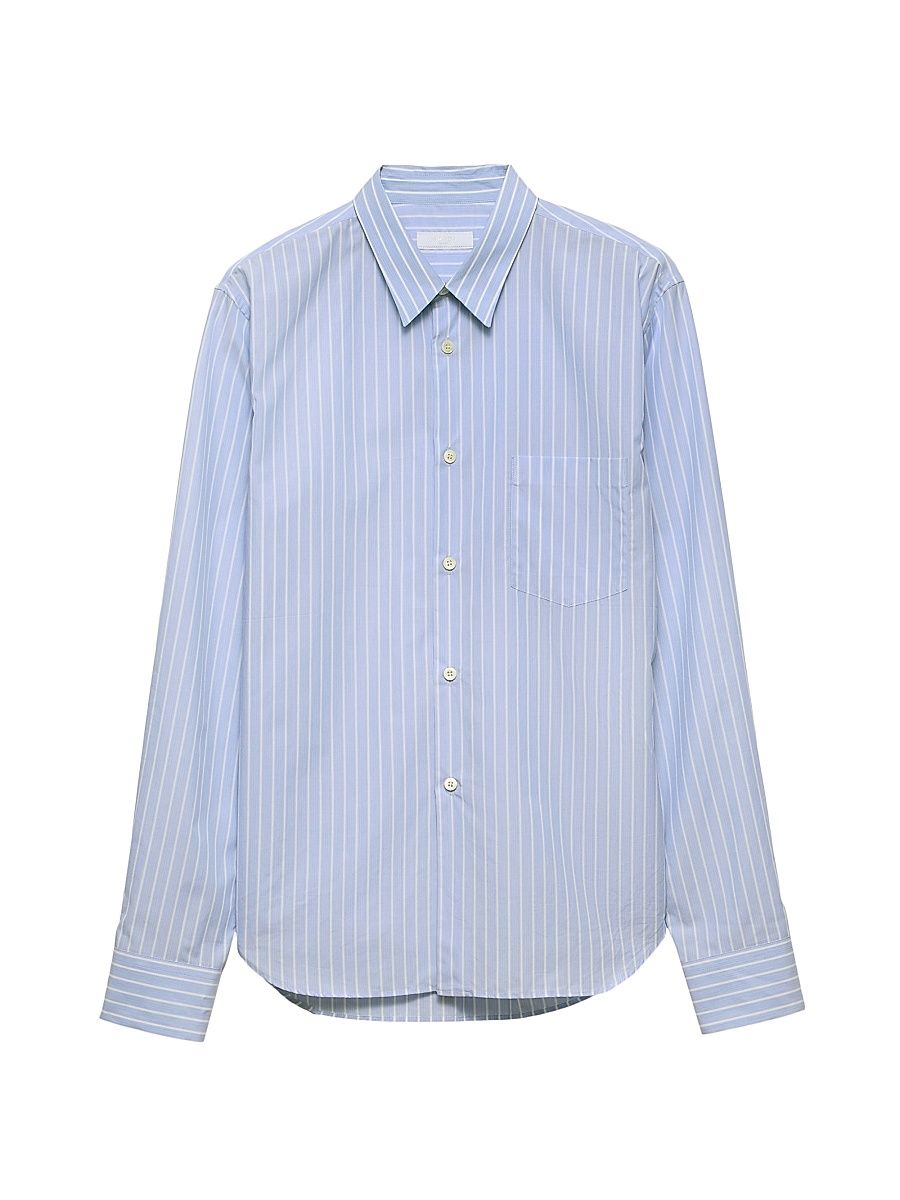 Men's Striped Cotton Shirt - Blue - Size Large