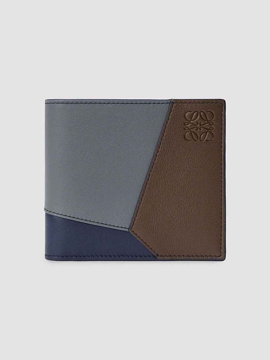 LOEWE Men's Puzzle Edge Colorblocked Leather Bifold Wallet - Blue Grey Navy