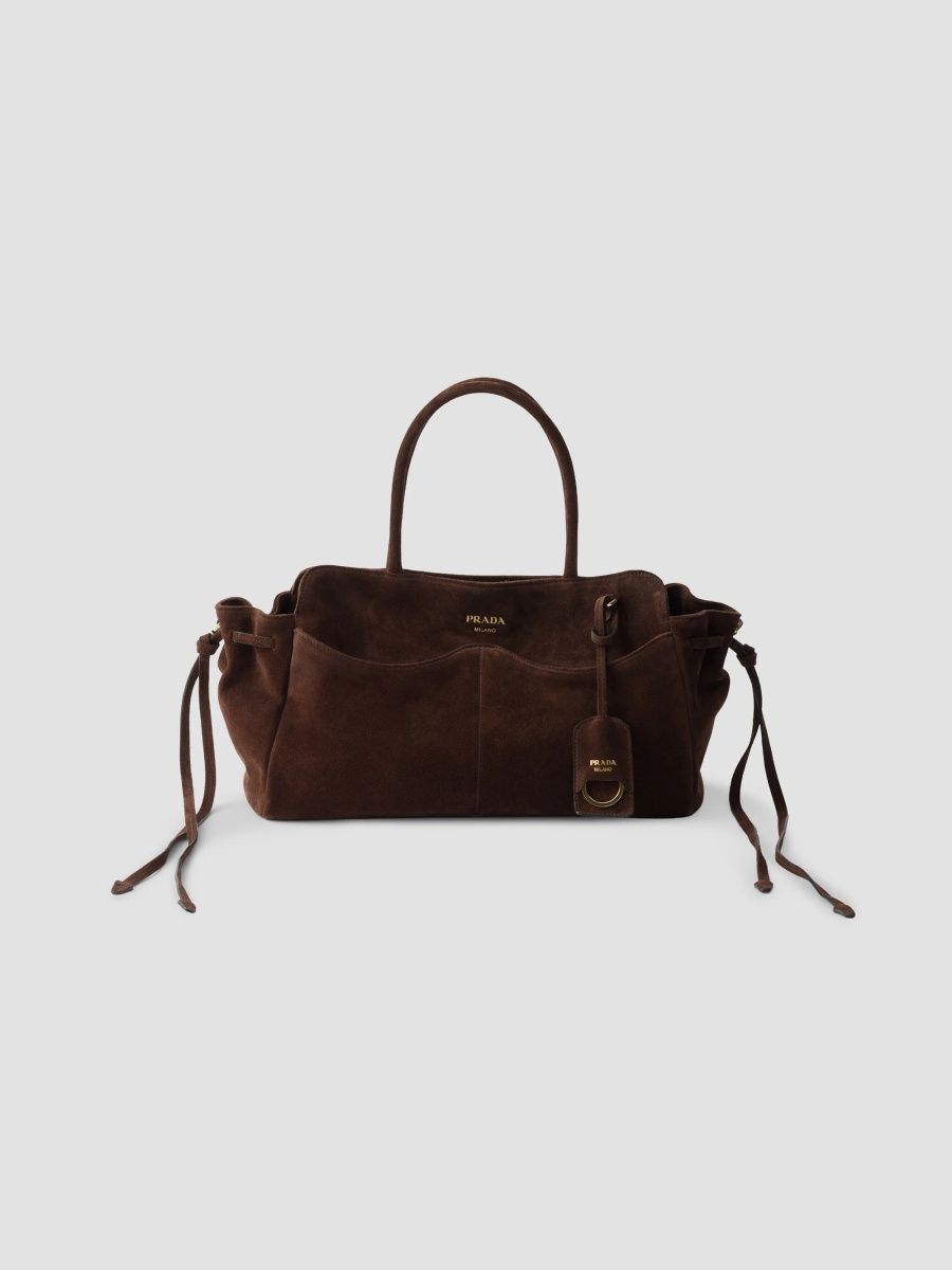 Prada Women's Allusion Suede Large Tote Bag - Brown